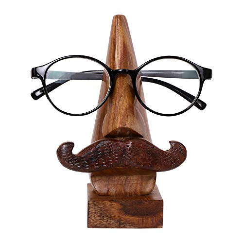 S.B.ARTS Handcrafted Wooden Spectacle Eyeglasses Holder Classic Nose Shaped Eyewear Retainer-Sunglasses Holder Display Stand, Spectacle Stand- Optical Glass Accesories, Home Office Desk Decor Gift