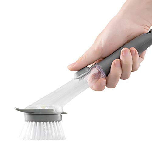 puseky Kitchen Cleaning Brush Soap Dispensing Dish Brush Scrub Brush for Pans Pots Sink