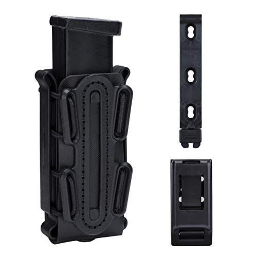 IDOGEAR Mag Pouch Pistol Magazine Pouches 9mm Softshell Adjustable Universal Mag Carrier .40 S and W .45 ACP with Belt and MOLLE Clips (Black)