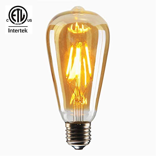 CMYK Vintage Edison LED Bulb, Dimmable 4W ST64 Antique LED Bulb Squirrel Cage Filament Light For Decorate Home, E26, 2200K, Clear Glass, Warm White