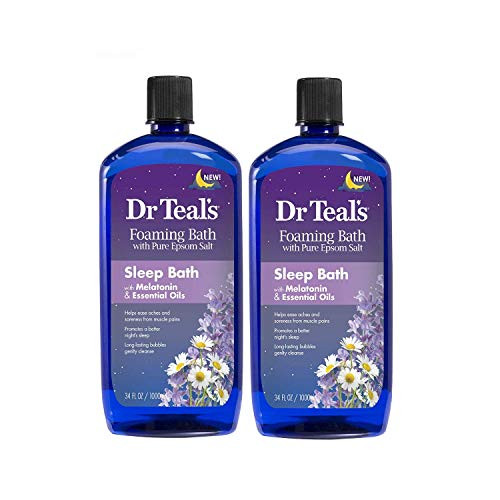 Dr. Teal's Melatonin Sleep Soak with Essential Oil Blend Foaming Bath 34oz Pack of 2 Dr. Teal's Melatonin Sleep Soak with Essential Oil Blend Foaming Bath 34oz Pack of 2