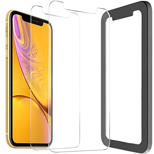 [2 PACK] E xiuge Screen Protector for Apple iPhone XR with Double Defence Technology 9H Hardness, Tempered Glass, and Alignment Frame [6.1 inch] [Case Friendly] [2018]