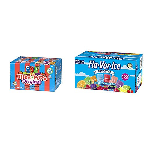 Otter Pops Ice Pops  Gluten  and  Fat Free Ice Pops, Delicious Frozen Treats Include Strawberry, 100Count of 1 oz. Pops  and  Fla-Vor-Ice Freezer Pops, Gluten  and  Fat Free Ice Pops, Fruity Flavors