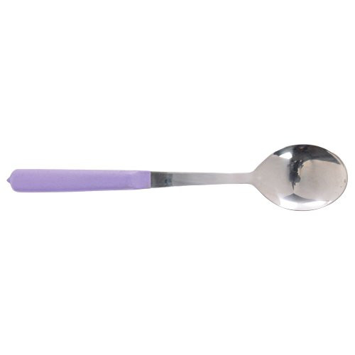 HUBERT Purple Serving Spoon Stainless Steel Solid Spoon with Silicone Handle - 11 5/8" L