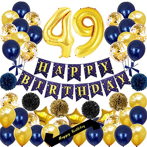 yujiaonly 49TH Birthday Party Decorations-Happy Birthday Banner Gold Number 49TH Balloons Happy Birthday Sash Latex and Confetti Balloons Perfect for 49 Years Old Party Supplies Balloons Dark Blue yujiaonly 49TH Birthday Party Decorations-Happy Birthday Banner Gold Number 49TH Balloons Happy Birthday Sash Latex and Confetti Balloons Perfect for 49 Years Old Party Supplies Balloons Dark Blue