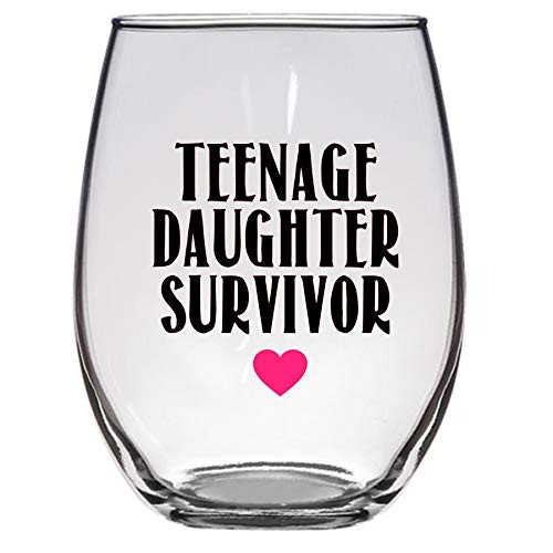 Teenage Daughter Survivor Wine Glass, 21 Oz, Mom Wine Glass, Funny Mom Wine Glass, Mom Gift, Mothers Day Gift Teenage Daughter Survivor Wine Glass, 21 Oz, Mom Wine Glass, Funny Mom Wine Glass, Mom Gift, Mothers Day Gift