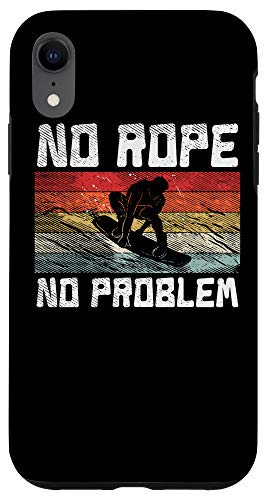 iPhone XR Funny Wakesurf Wakeboard Surfer No Rope No Problem Retro Case