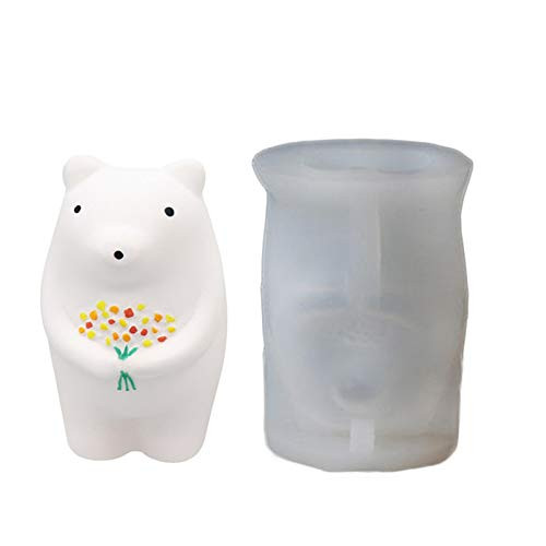 FVVMEED 3D Bear Shape Candle Molds Aromatherapy Fragrance Making Silicone Mold Plaster Molding Mousse Cake Wax Soap Pastry Candy Chocolate Fondant Mould Handmade Crafts DIY Self Made Gifts Home Decor