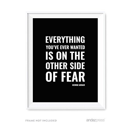 Andaz Press Motivational Wall Art, Everything You've Ever Wanted is on The Other Side of Fear, 8.5x11-inch Inspirational Success Quotes Office Home Gift Print, 1-Pack, UNFRAMED