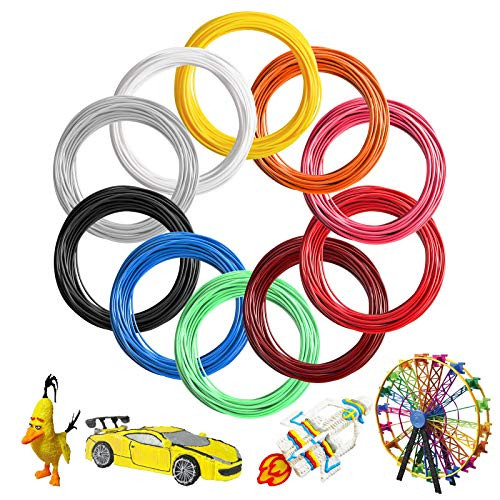 Dahoo 3D Pen Filament Refills 1.75mm - PLA Filament 10 Colors, 33 Feet Each Color, Total 330 Feet Lengths