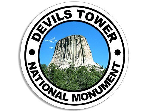 American Vinyl Round Devils Tower National Monument Sticker (Decal rv Wyoming wy)