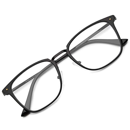 Gaoye Blue Light Blocking Computer Glasses TR90 Lightweight Frame Anti UV Headache for Women Men (Matte Black)
