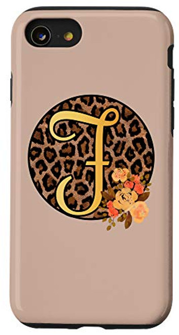 iPhone SE (2020) / 7 / 8 Leopard Print Floral Monogram F Letter Initial Cheetah Women Case