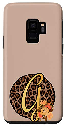 Galaxy S9 Leopard Print Floral Monogram G Letter Initial Cheetah Women Case