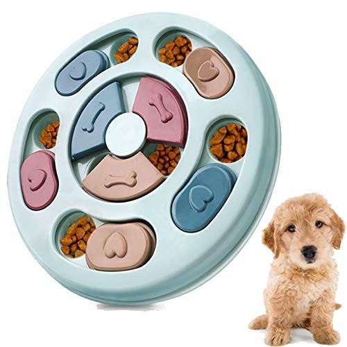 CFTGET Dog Puzzle Toys, Interactive Dog Toys Treat Dispensing for Puppy Training Playing, Slow Feeder Food Dispenser for Dogs Boredom Pet Intelligence Fun Hide  and  Seek Food Toy, Improve Dog's IQ
