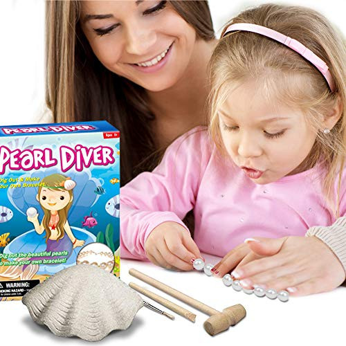 BUDDY N BUDDIES Dig It Up, Pearl Excavation Kits, Dig Out  and  Make Your Own Bracelet with Beautiful Pearl, Children's Popular Science Education Toys (Pearl)