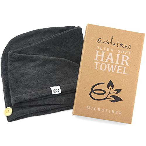 Evolatree Microfiber Hair Towel Wrap - Quick Magic Hair Dry Hat - Anti Frizz Products for Curly Hair Drying Towels - Raven Gray Evolatree Microfiber Hair Towel Wrap - Quick Magic Hair Dry Hat - Anti Frizz Products for Curly Hair Drying Towels - Raven Gray