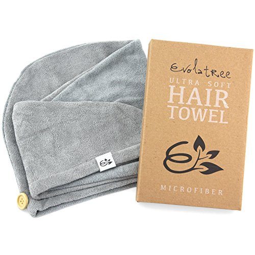 Evolatree Microfiber Hair Towel Wrap - Quick Magic Hair Dry Hat - Anti Frizz Products for Curly Hair Drying Towels - Neutral Gray Evolatree Microfiber Hair Towel Wrap - Quick Magic Hair Dry Hat - Anti Frizz Products for Curly Hair Drying Towels - Neutral Gray