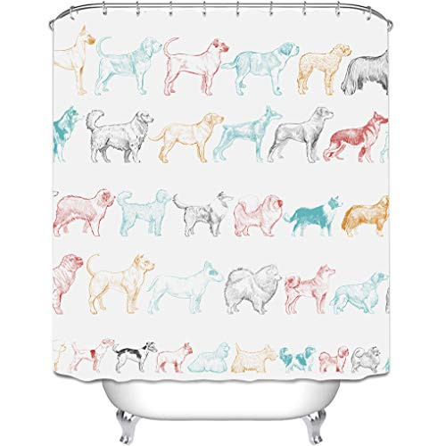 Premium Fabric Dog Shower Curtain, Colorful Sketches of Different Dog Breeds, Waterproof Fabric Cloth Long Shower Curtain for Bathroom with Hooks 72" W X 72" L (Dog Sketches) Premium Fabric Dog Shower Curtain, Colorful Sketches of Different Dog Breeds, Waterproof Fabric Cloth Long Shower Curtain for Bathroom with Hooks 72" W X 72" L (Dog Sketches)