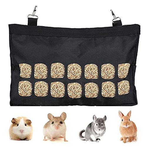 Rabbit Hay Feeder Bag, Guinea Pig Hay Feeder Storage, Small Animals Hay Bag Hanging Feeder Sack for Rabbit Guinea Pig Chinchilla Hamsters Small Animals