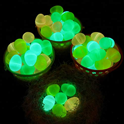 72 Pcs Glow in The Dark Easter Eggs, to Filling Specific Treats,Glow Plastic Easter Eggs for Theme Party Favor, Easter Hunt, Basket Stuffers Filler, Classroom