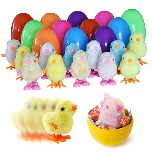NPlusA 12 Pcs Wind-Up Jumping Colorful Bunny and Chicken Toys for Easter Basket Fillers, Plastic Easter Eggs, Kids Gifts and Party Favors (12 Pcs / 6 Colors) NPlusA 12 Pcs Wind-Up Jumping Colorful Bunny and Chicken Toys for Easter Basket Fillers, Plastic Easter Eggs, Kids Gifts and Party Favors (12 Pcs / 6 Colors)