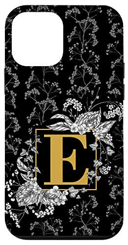 iPhone 12 mini Letter E Initial Monogram Illustrated Floral Pattern Phone Case