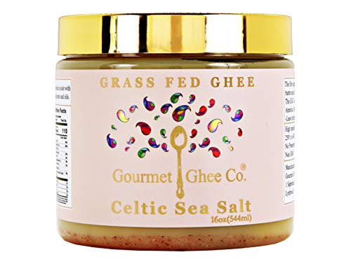The Gourmet Ghee Co. - Celtic Sea Salt Ghee Clarified Butter - Grass-Fed, Pasture-Raised, Non-GMO, Lactose Free, All Natural Ingredients - Unrefined Pink Celtic Sea Salt (Celtic Sea Salt, 16 OZ)