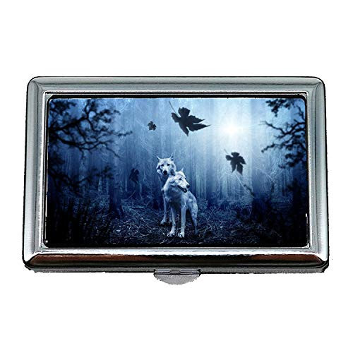 Cigarette Holder Case,Wolf Forest Autumn Dark Predator Animal Hunter,Business Card Holder Business Card Case Stainless Cigarette Holder Case,Wolf Forest Autumn Dark Predator Animal Hunter,Business Card Holder Business Card Case Stainless