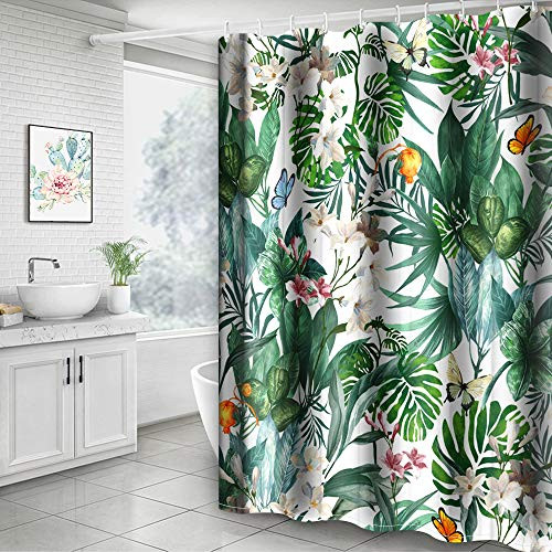 Hoomall Leaves Green Shower Curtain, 71x71 Inch Shower Curtain Decorative Bath Curtain Durable with Hooks Fabric Waterproof Muilt Function (71x71 inches, B6-Leaves Green)