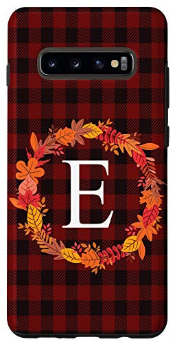 Galaxy S10Plus Buffalo Plaid Initial Letter E Monogram Personalized Gifts Case