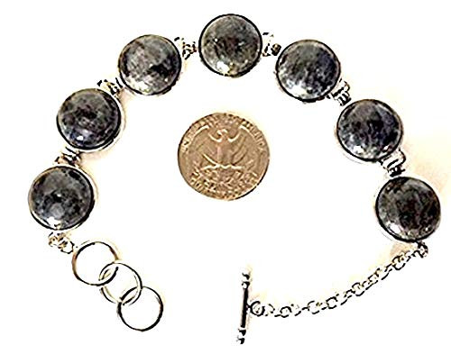 Labradorite Bracelet mens Bracelet wrist bracelet - Approx. 15 mm Round labradorite Gemstone Beads - Adjustable Bracelet - US Seller