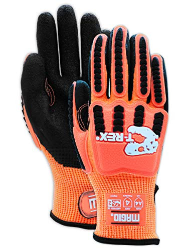 MAGID T-REX Flex Series Knit Impact Glove with Crinkle Latex Palm  Cut Level A4-9/L (1 PR)