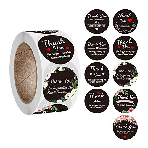 Thank You Stickers Roll, 1inch 1000PCS Self-Adhesive Thank You for Supporting My Small Business Stickers with 9 Different Designs, Great for Small Business, Bakeries, Handmade Goods Thank You Stickers Roll, 1inch 1000PCS Self-Adhesive Thank You for Supporting My Small Business Stickers with 9 Different Designs, Great for Small Business, Bakeries, Handmade Goods