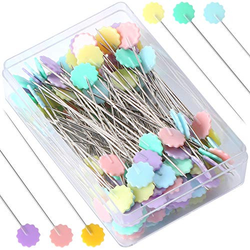 2.16 Inch Sewing Pins Flat Head Straight Pins Flower Head Sewing Pins Straight Quilting Pins for Sewing DIY Projects Dressmaker Jewelry Decoration (200)