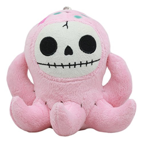 Ebros Furry Bones Skeleton Octopee The Pink Octopus Plush Toy Doll Collectible 5" Tall