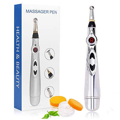 Acupuncture Pen, Electronic Massage Pen, Electronic Acupuncture Pen, Electronic Meridian Energy Pen for Pain Relief with 3 Massage Heads(Battery Not Included)
