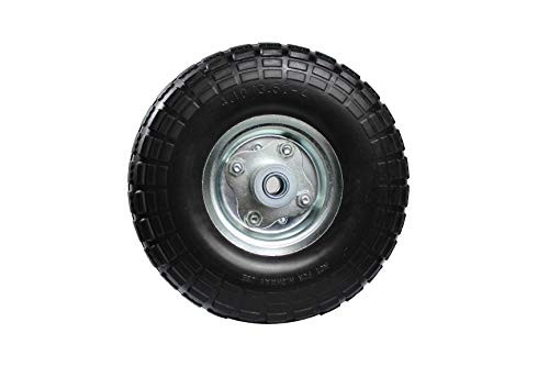 MaxxHaul 50501 Diameter 10" Flat Free All Purpose Tire with 5/8" Ball Bearing Axle Bore Dia, Black