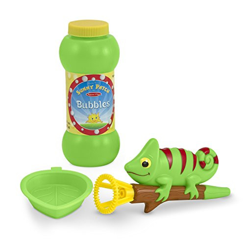Melissa & Doug Sunny Patch Verdie Chameleon Bubble Blower With Wand, Dipping Tray, and Bubble Solution