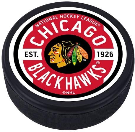 Mustang Chicago Blackhawks 3D Textured Gear Souvenir Hockey Puck