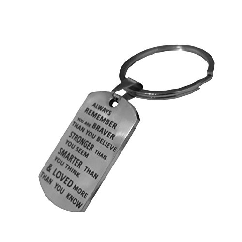 Always Remember You are Braver Than You Believe Jewelry Keyring Keychain Inspirational Encouragement Gifts