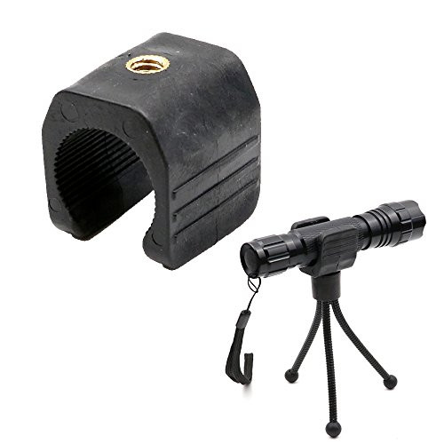 ezyoutdoor Flashlight Mount Tripod Holder Stand Bracket, Flashlight Holder for Tripod,Bicycle LED Light Flashlight Torch Rotate Adjustable U Shape Clip Mount Clamp for Tripod (Tripod NOT Included)
