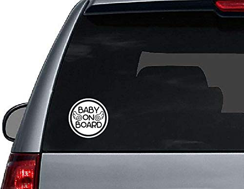 Baby ON Board with Angelic Wings Decal Colour - White - Size - 6.5" Die Cut Vinyl Decal Sticker for Bumper  and  Car Window Laptops, MacBook, Trucks, Wall and More