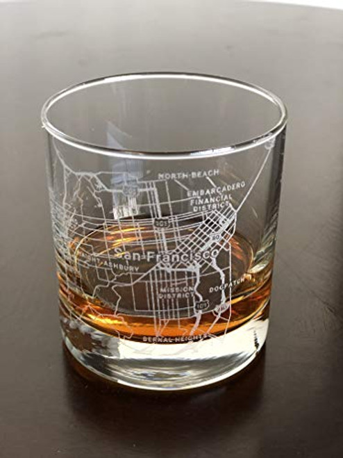 Rocks Whiskey Old Fashioned 11oz Glass Urban City Map San Francisco California Rocks Whiskey Old Fashioned 11oz Glass Urban City Map San Francisco California