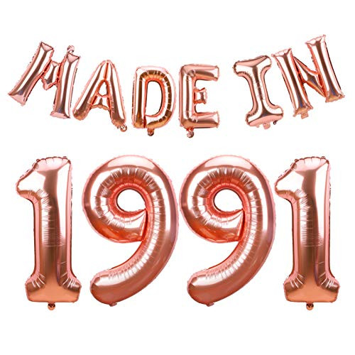Luxiocio Made in 1991 Balloons 30th Birthday Party Decorations - Happy 30th Birthday Balloons Banner Supplies for Her - Rose Gold Happy 30 Years Old Birthday Party Photo Backdrops Decor Luxiocio Made in 1991 Balloons 30th Birthday Party Decorations - Happy 30th Birthday Balloons Banner Supplies for Her - Rose Gold Happy 30 Years Old Birthday Party Photo Backdrops Decor