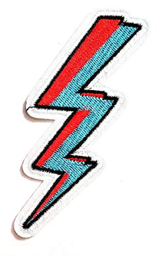 Nipitshop Patches Red Blue Lightening Bolt Thunderbolt Cartoon Kids Patch Embroidered Iron On Patch for Clothes Backpacks T-Shirt Jeans Skirt Vests Scarf Hat Bag