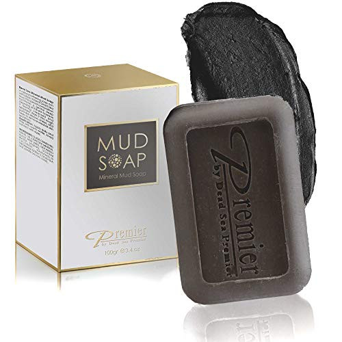 Premier Dead Sea Mineral MUD and salt Soap bar Natural body wash, face wash, hand soap, for all Skin Types. Therapeutic and Antibacterial, helps with Acne, Rosacea, Eczema and Psoriasis, 3.4 Oz