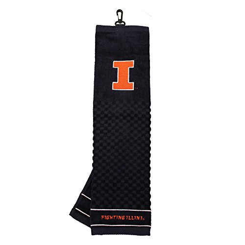 Team Golf NCAA Illinois Fighting Illini Embroidered Golf Towel, Checkered Scrubber Design, Embroidered Logo
