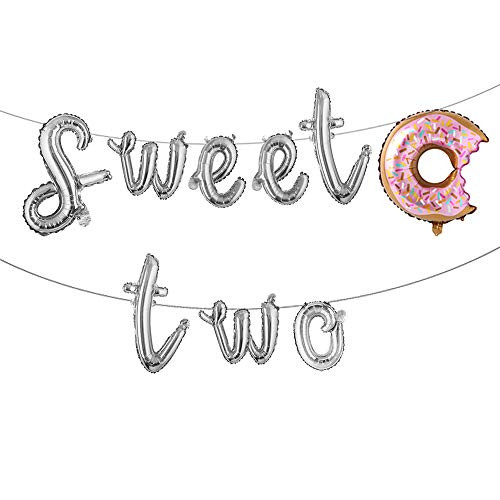 16 inch Two Sweet Balloons Donut,2nd Birthday Party,Baby Shower Birthday Party Decoration Sweet Two Balloon Letters Donut Party Supplies (L Sweet Two Silver) 16 inch Two Sweet Balloons Donut,2nd Birthday Party,Baby Shower Birthday Party Decoration Sweet Two Balloon Letters Donut Party Supplies (L Sweet Two Silver)