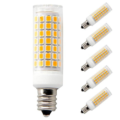 E12 LED, Dimmable Candelabra Base E12 Bulbs, All-New(90PCS), 8W E12 Led Bulb 75W Equvilent,730LM, 360 Degree Beam Angle T3/T4 Candelabra Base Corn Bulb, AC110-130V, Pack of 5 (8W, Warm White)